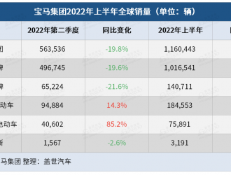 宝马集团上半年全球销量下跌13.3%纯电销量大涨110.3%